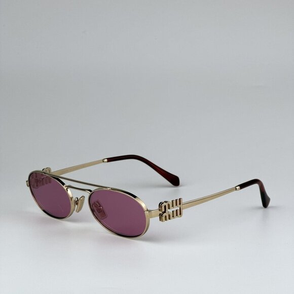 Miu Miu MU54ZS ZVN50D BRAND NEW Sunglasses Gold Pink Mirror Silver Pilot Unisex - Picture 8 of 14